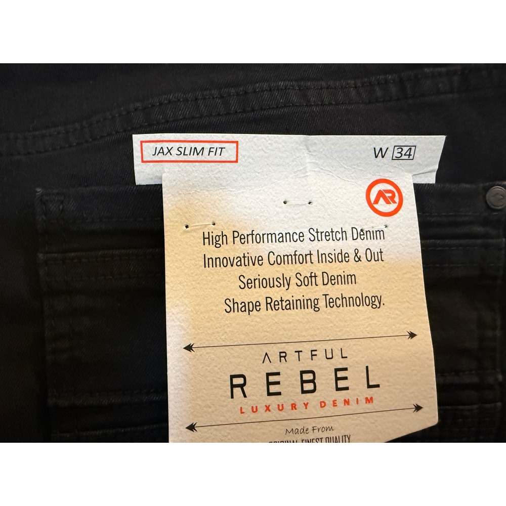 Artful Rebel Jax Slim Fit Black Denim Shorts Mens Size 34 NWT Stretch Luxury - Picture 6 of 6